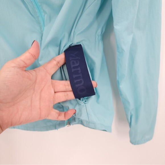Marmot "Air Lite" Packable Jacket Hooded Water Resistant Lightweight Blue - Picture 8 of 15